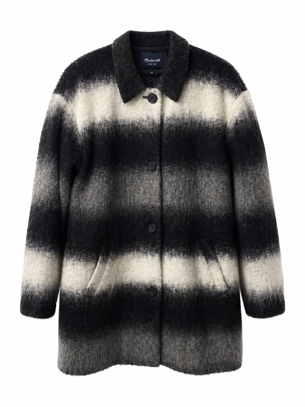 Madewell,Women’s,Black And White,Wool Blend,Long Sleeve Coat.Size-Medium.